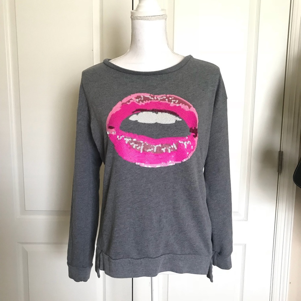 SOLD Juicy Couture Sequined Kiss Gray Sweatshirt
